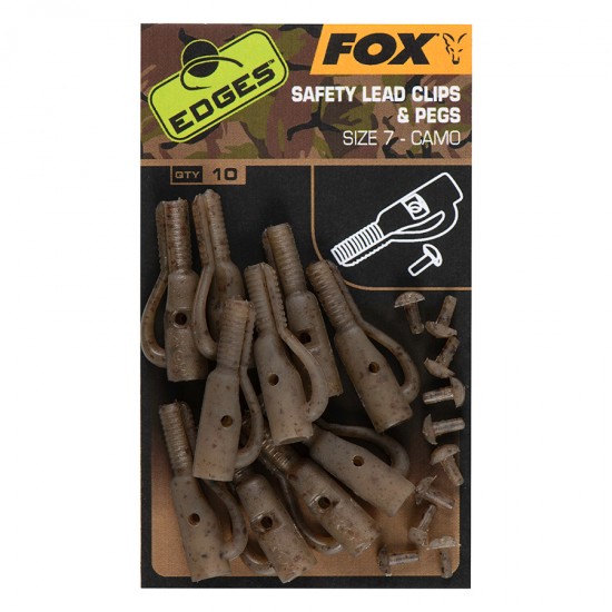 Клипс за олово FOX Edges Safety Lead Clips & Pegs - Size 7 Camo Клипс за олово FOX Edges Safety Lead Clips & Pegs - Size 7 Camo